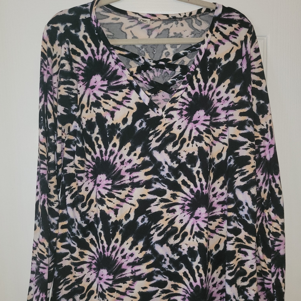 NWOT SEW IN LOVE tie dye long sleeve top sz L